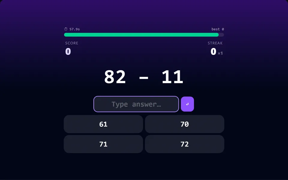 Math Blitz gameplay